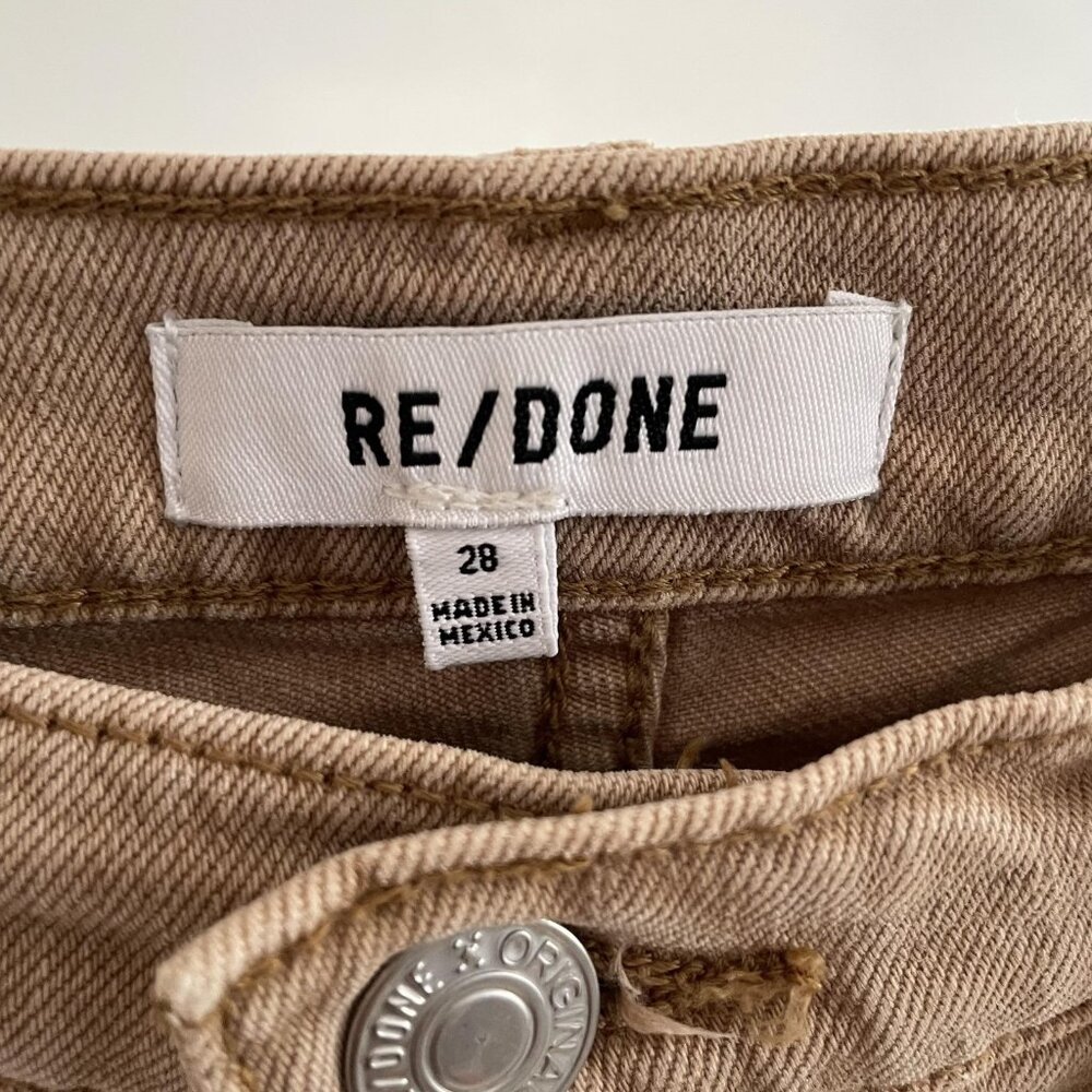 RE/DONE Jeans Womens 28 Washed Khaki‎ 70s Ultra High Rise Stove Pipe Button Fly - Picture 7 of 14
